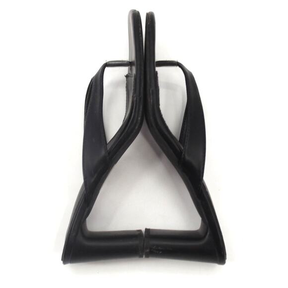 Cink Me Faux Vegan Leather Heeled Sandals Black Thong Size 39 US 6 - Picture 6 of 10